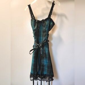 Dolls kill widow plaid corset mini dress